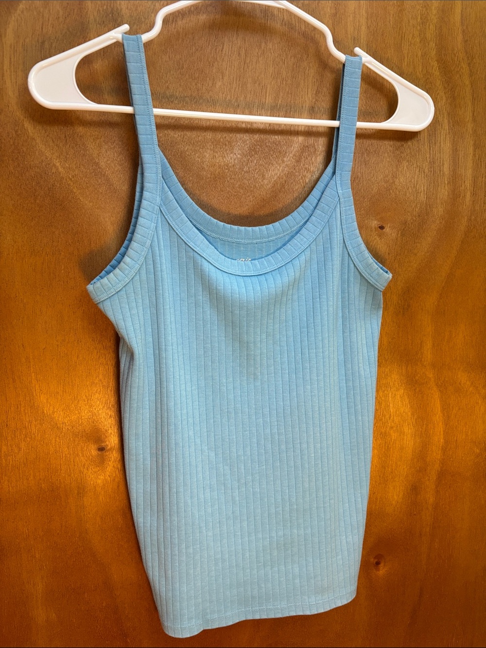 aerie Ribbed Scoop Tank Top - Light Blue